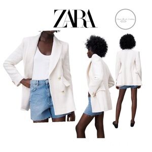 Zara Textured Double-Breasted Blazer Size XS